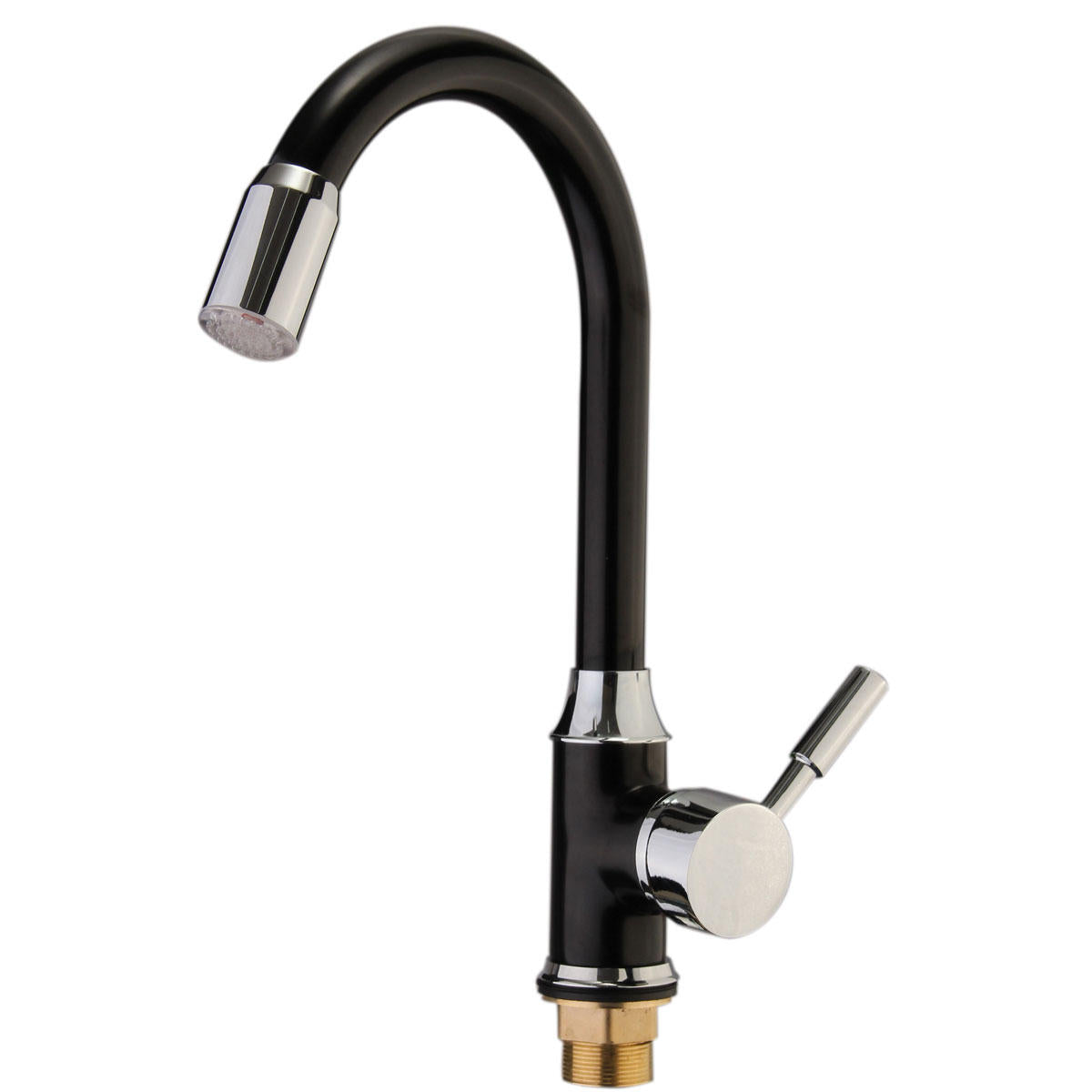 Black Plating LED Kitchen Sink Faucet - Single Handle, Hot/Cold, 3 Color Changing Basin Mixer Tap