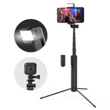 Extendable bluetooth Tripod Selfie Stick With LED Fill Light For Phone Sport Camera