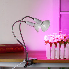 30CM Adjustable Dual Head Clip Lampholder with On/Off Switch for E27 LED Grow Light Bulb Adapter