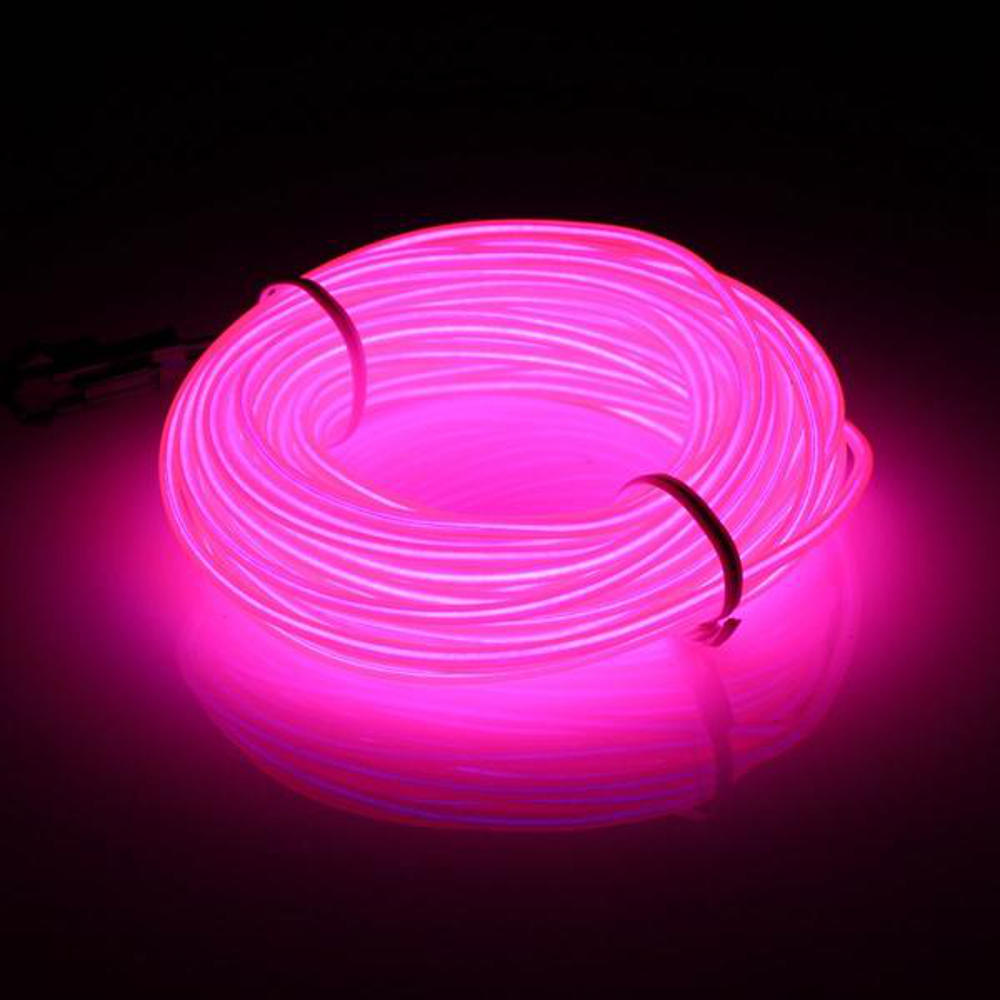 10M EL Wire Neon Light LED Flexible Tube Rope Lamp for Car Decoration with Battery Case