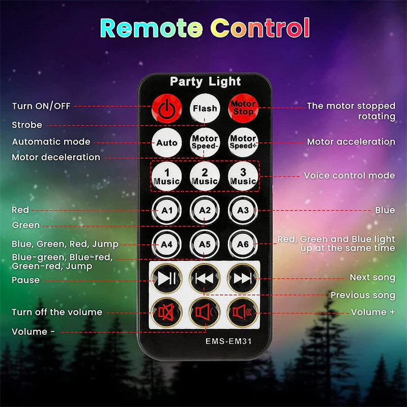 Bluetooth Remote Control Dome Crystal Magic Ball Stage Light