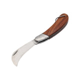 Stainless Steel Mushroom Knife with Rosewood Handle - Folding Sickle Pocket Knife for Electricians, Camping, and Survival