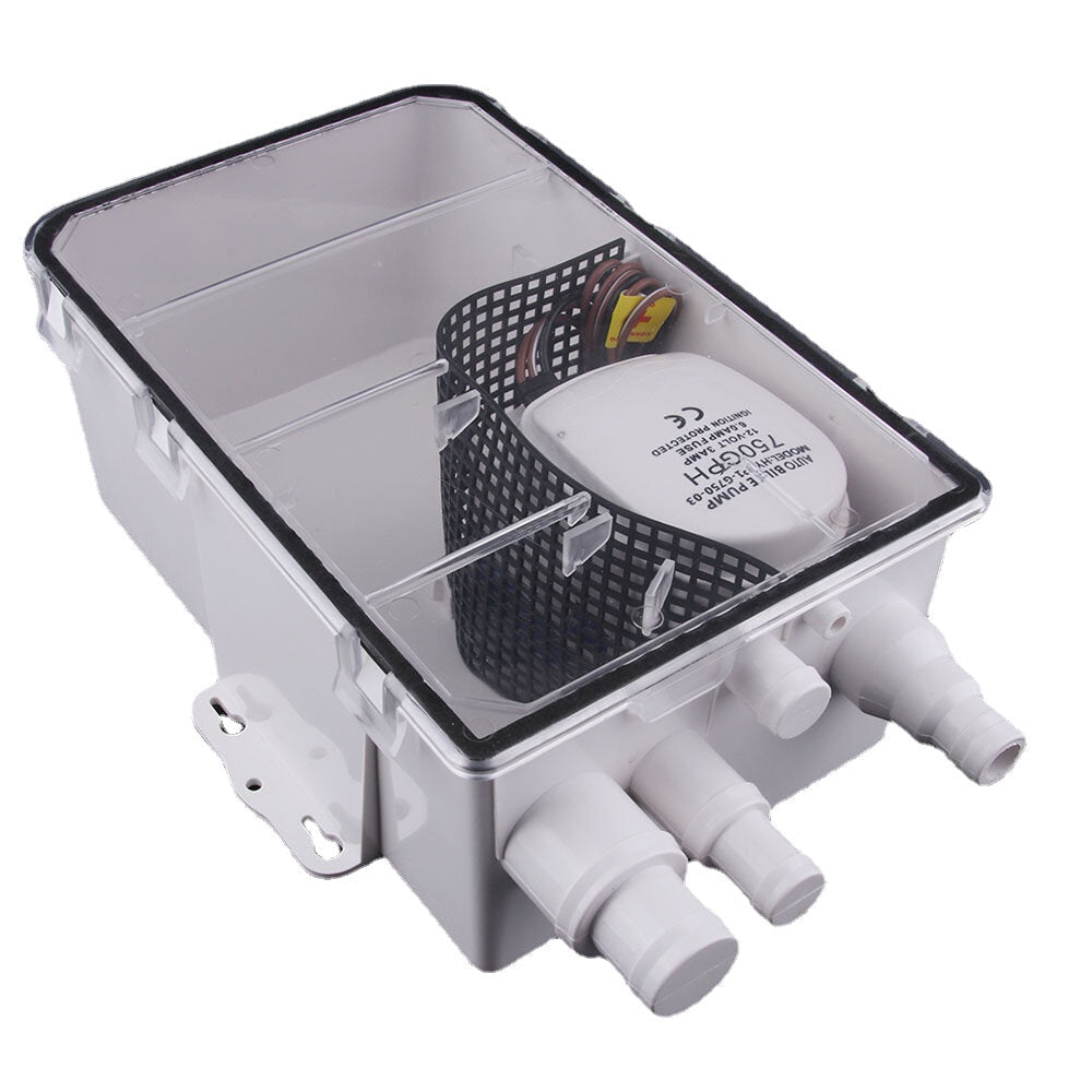 24V 750GPH 47.5 L/min Shower Sump Water Pump Kit for Boat, Marine, Yacht, RV, Truck, Trailer