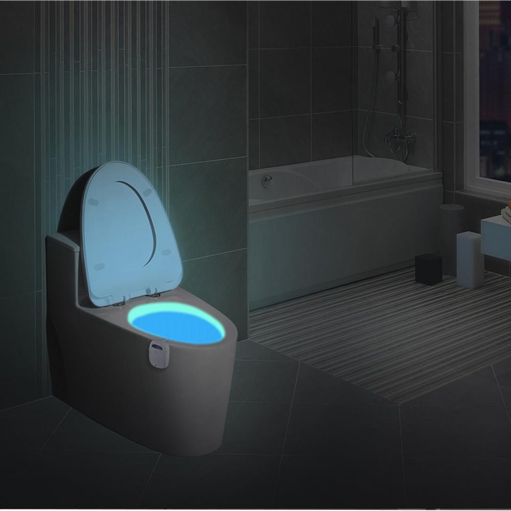 Anion Smart PIR Motion Sensor LED Night Light - Colorful, Battery-Powered Air Clean Toilet Lamp for Bathroom