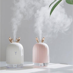 Cute White Deer/Pink Rabbit 220ML USB Humidifier Air Purifier with Colorful Light for Home, Office, Car