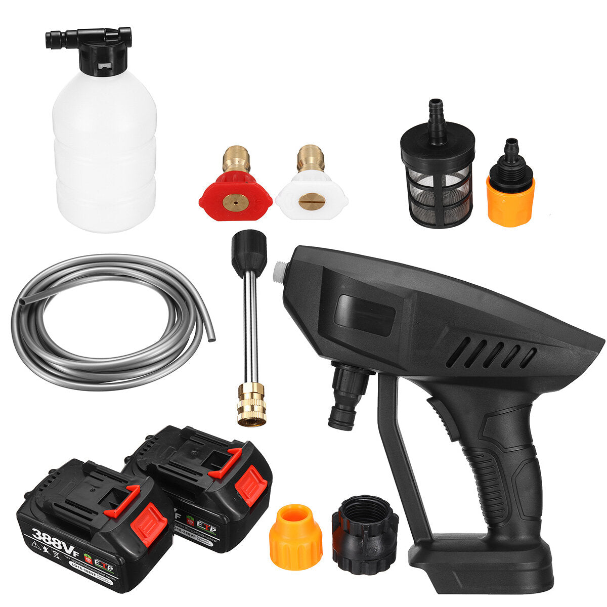 388VF High-Pressure Cordless Electric Water Pump Car Washer Gun - Portable Sprayer Cleaner Tool