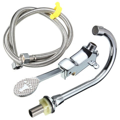 Single Cold Faucet with Foot Plate, 1m Flexible Hose, and Pedal Valve for Lab or Home Kitchen Basin Tap