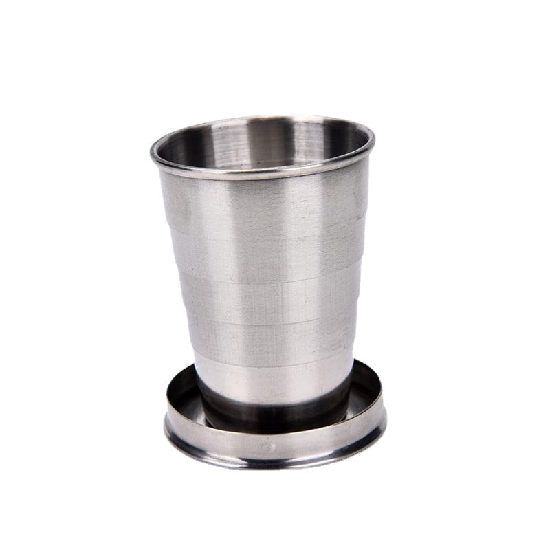 Stainless Steel Folding Cup - Portable Travel Tool Kit for Camping, Hiking, and Outdoor Sports - EDC Gear