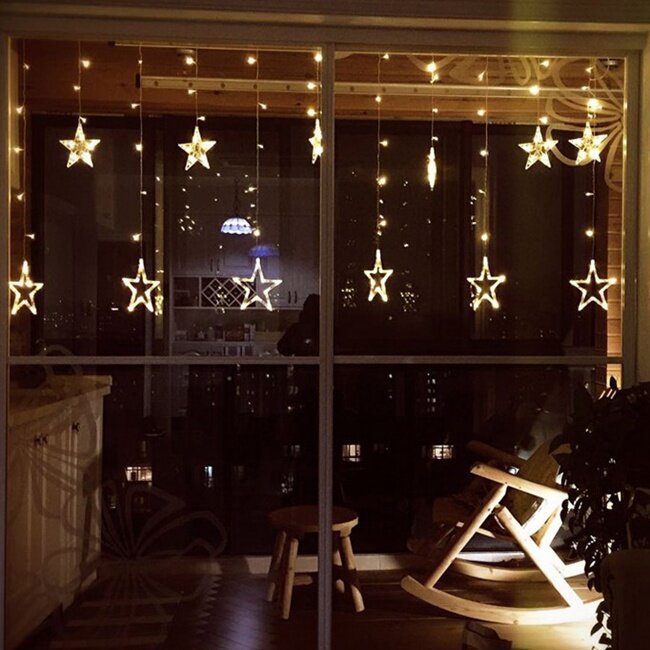 220V LED Star Curtain Light String for Home Decor, Celebrations, Festivals, and Weddings