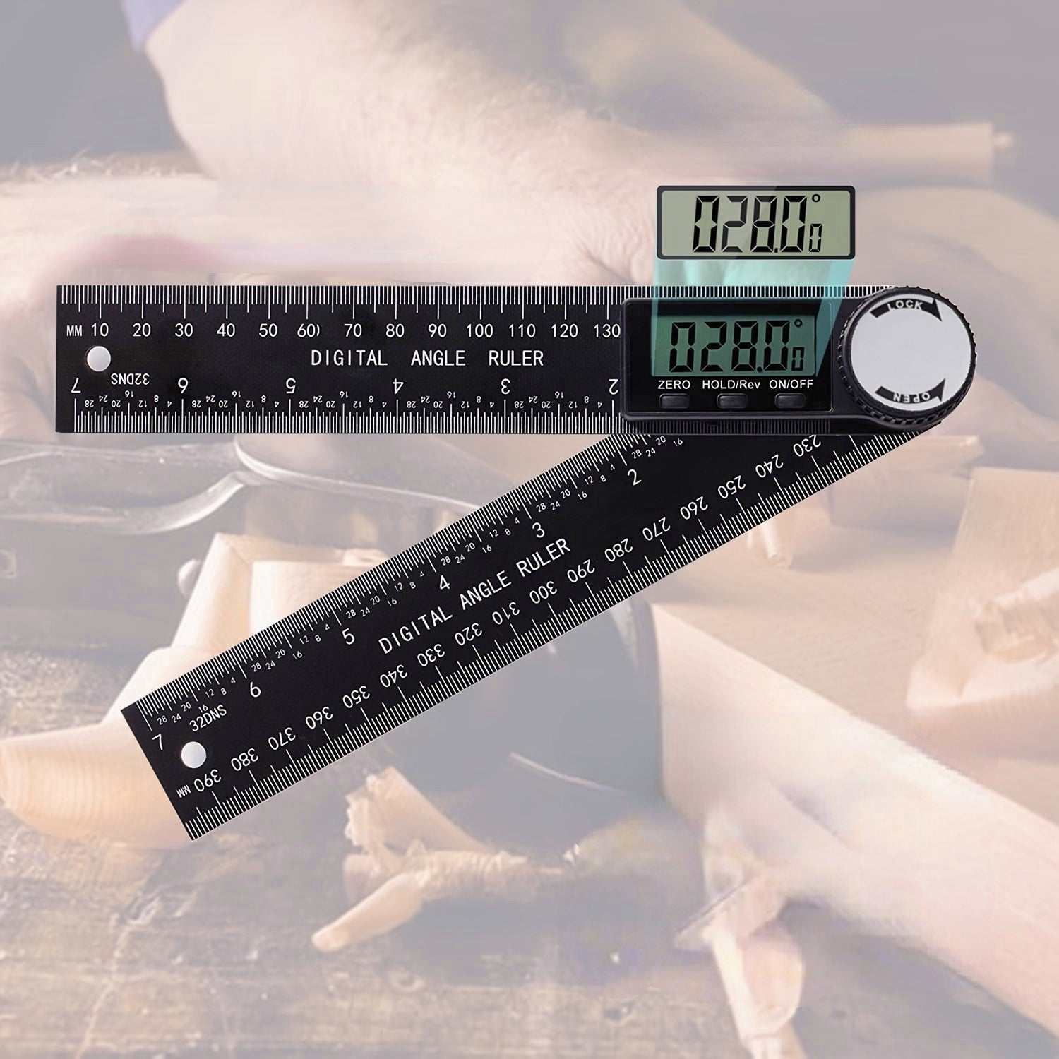 2-in-1 Protractor Angle Measuring Tool for Woodworking and Construction