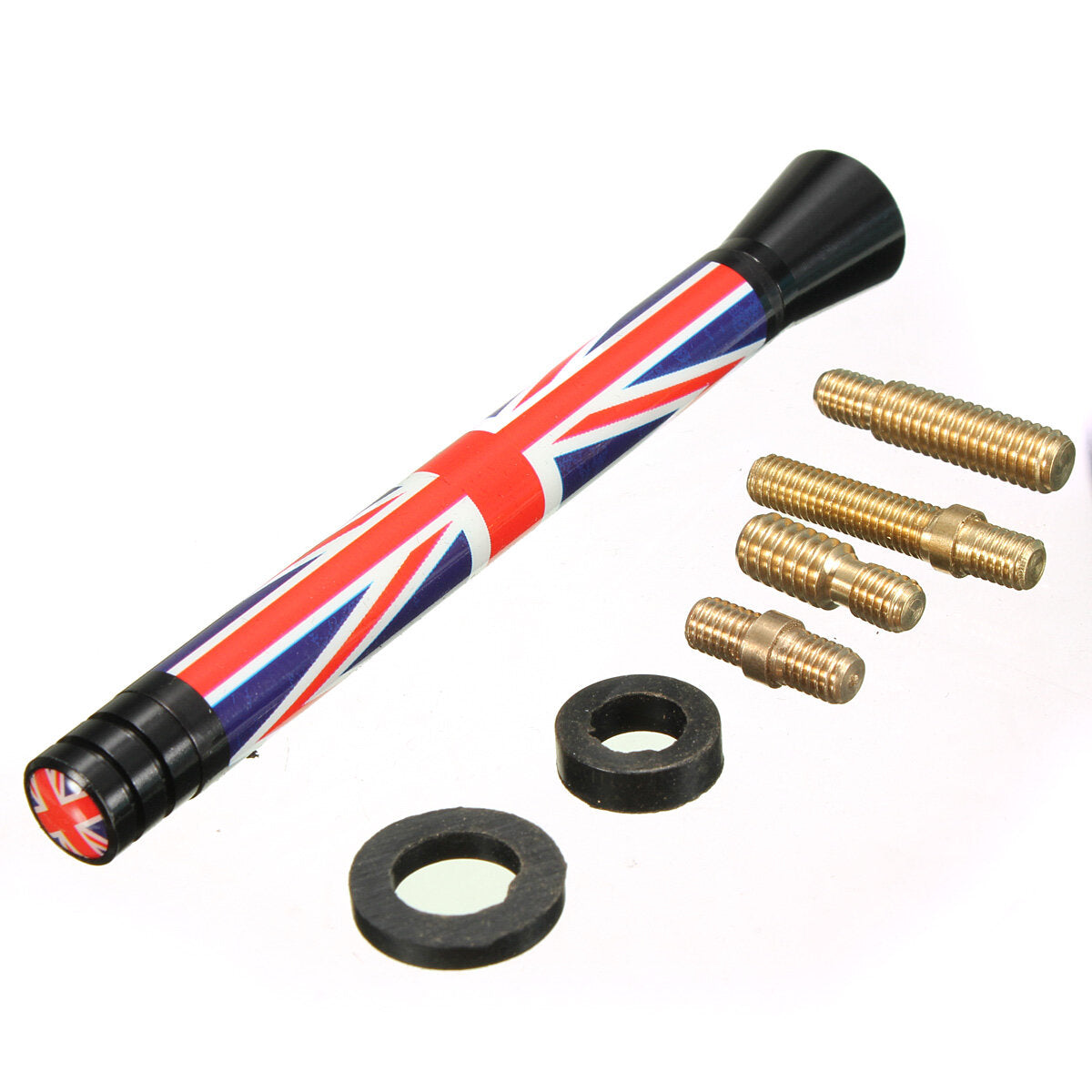 Union Jack UK GER Flag Carbon Fiber Car Antenna - 7.7cm/10.7cm