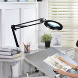 Folding Long Arm Clip Desk Lamp with LED Magnifying Glass, USB Reading Light, Eye Protection for Electronic Maintenance