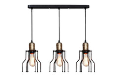 Industrial 3-Light Pendant Light, Adjustable Flush Mount Ceiling Fixture for Kitchen Island and Living Room