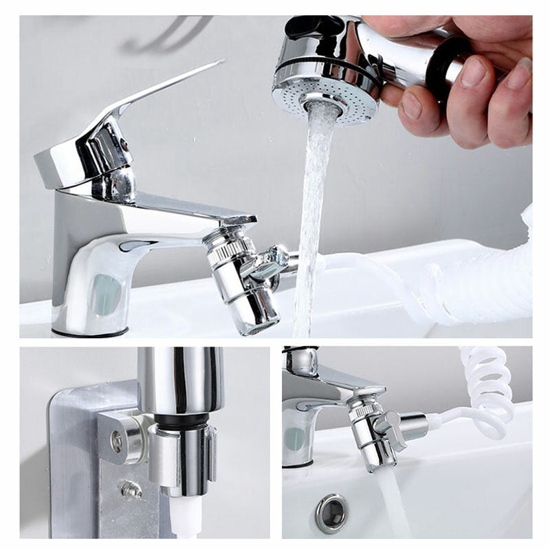 Wall-Mounted Bathroom Faucet Kit: Bathtub Wash Basin Tap, Handheld Shower Spray, Mixer Spout, Rinser Extension for Hair Washing