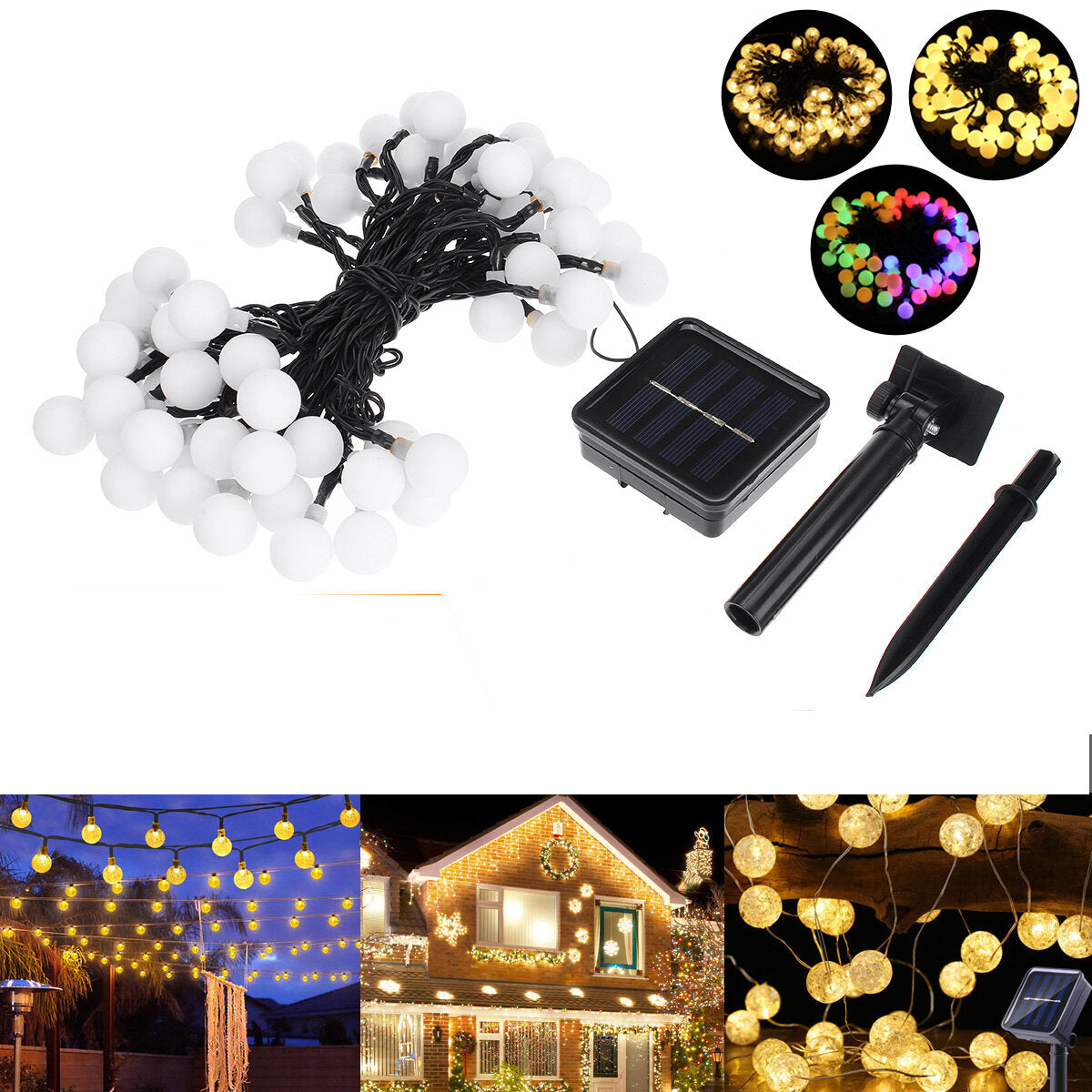 IP65 Waterproof Solar Christmas Lights - Outdoor Lawn & Garden Decorative String Lamps