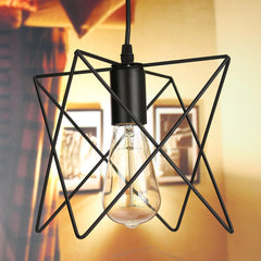 3-in-1 Vintage Metal Ceiling Light Pendant Lamp with Cage Lampshade Fixture for Indoor Lighting