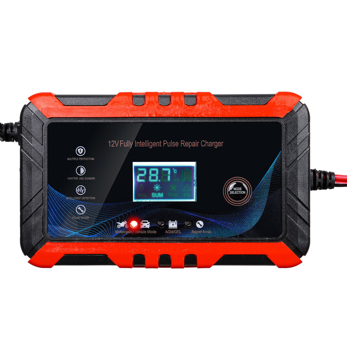 12V/24V QC3.0 Waterproof Motorcycle Dual USB Charger with LED Voltmeter