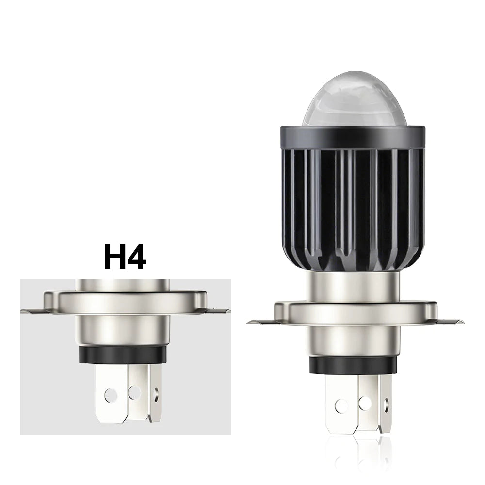 12V-80V 12W 1200LM Motorcycle H4 LED Headlight Bulb - Super Bright Hi/Lo Beam Dual Color 6000K/3000K Lens