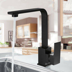 Black Zinc Alloy Kitchen Sink Mixer Tap with Single Lever and Swivel Spout