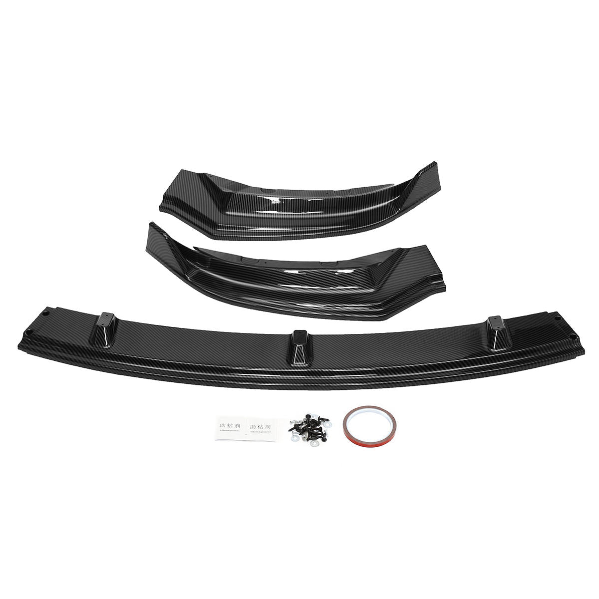 Carbon Black Front Bumper Lip Spoiler Body Protector Kit