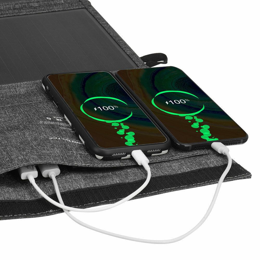 21W Foldable Waterproof Solar Panel USB QC 3.0 Charger for Hiking, Camping, Mobile Phones
