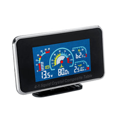 4-in-1 LCD Car Digital Gauge: Alarm, Voltmeter, Oil Pressure, Fuel, Water Temp, 12-24V