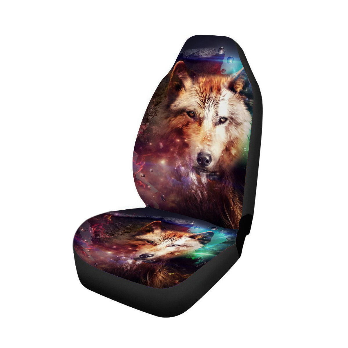 Universeller, rutschfester Autositzbezug für die Vordersitze mit Wolfsaufdruck