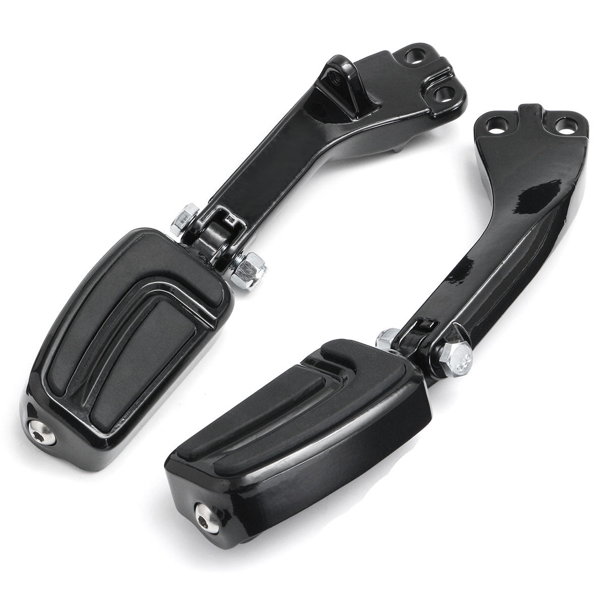 Black Aluminum Passenger Sport Foot Pegs Mounting Brackets - Pair