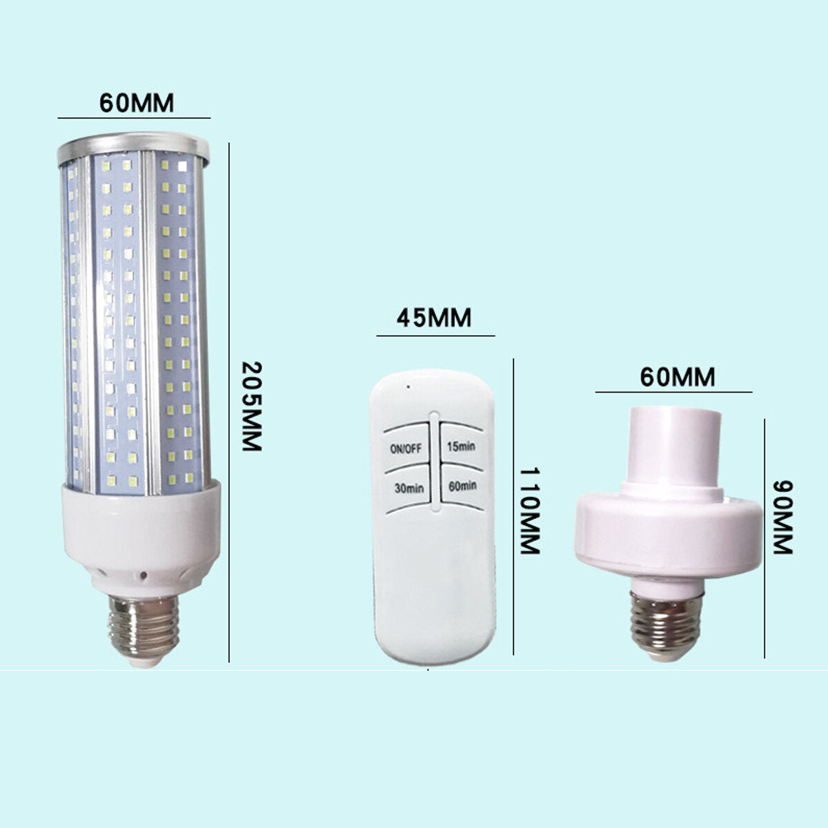 60 W UV-Ozon-Keimtötungslampe-Sterilisator mit UVC-LED, Timer und Fernbedienung