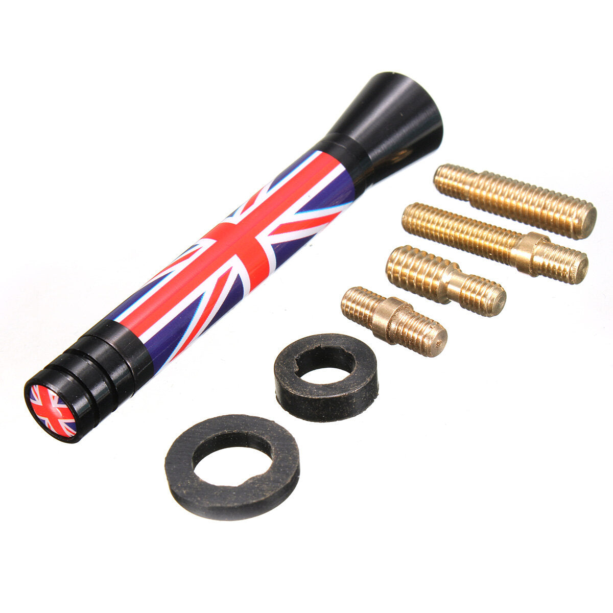 Union Jack UK GER Flag Carbon Fiber Car Antenna - 7.7cm/10.7cm