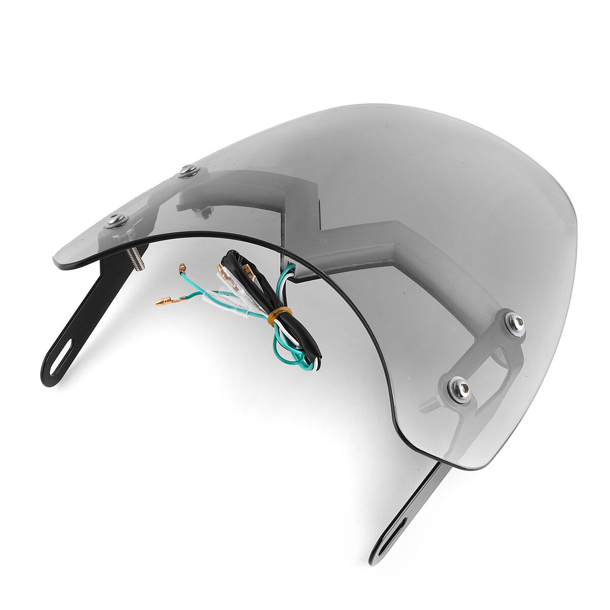 Universal 5-7" Smoke Round Headlight Fairing Motorcycle Windshield with LED