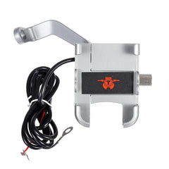 12V 2A USB Charging Phone Holder for Motorcycle Handlebar/Rearview Mirror - Aluminum Alloy Mount Bracket