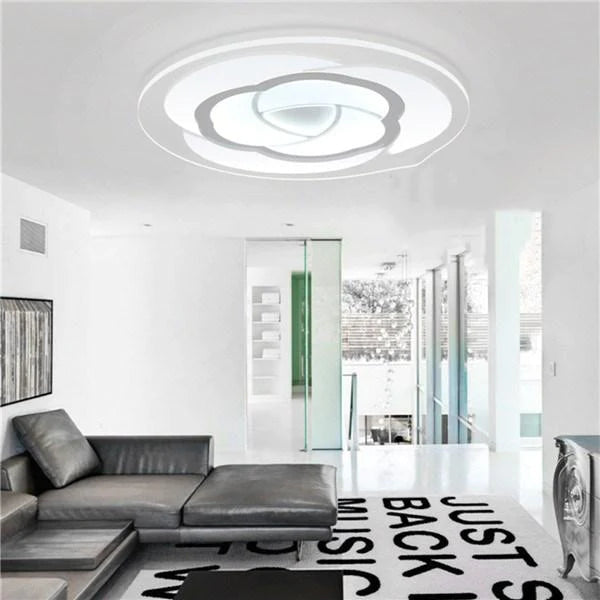 15W Modern Round Flower Acrylic LED Ceiling Light - Warm White/White for Living Room AC220V