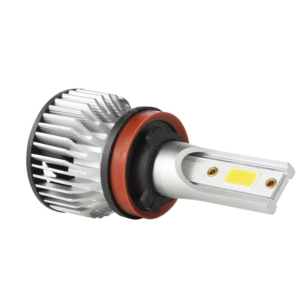 2PCS 6000LM 6500K Car LED Headlight Bulbs - Waterproof COB Halogen Replacement, White Light