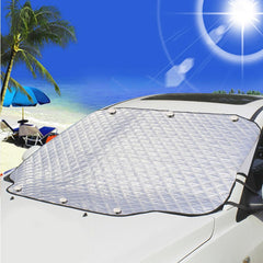 Silver Car Windshield Snow Cover Sun Shade Protector with Magnets for CRVs, Trucks, SUVs, and RVs