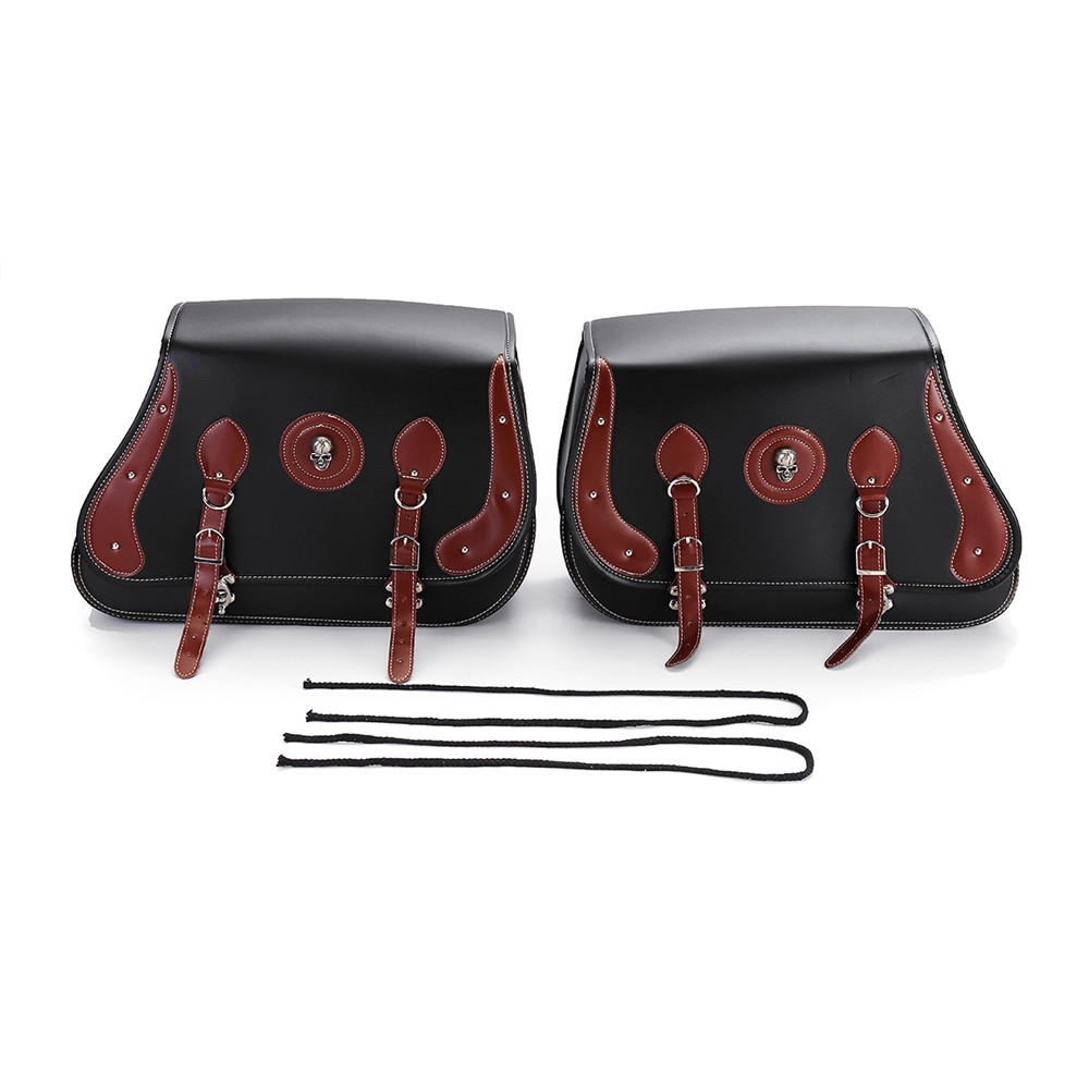 Universal PU Leather Motorcycle Saddlebags - Side Pouch Luggage & Bicycle Tool Bag