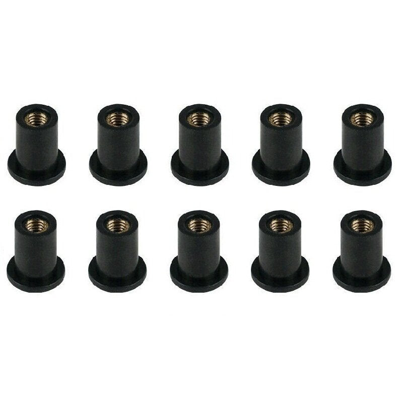 10pcs M4/M5/M6 Metric Rubber Well Nuts Windshield Fairing Screws Universal Motorcycle Cowl Fasteners