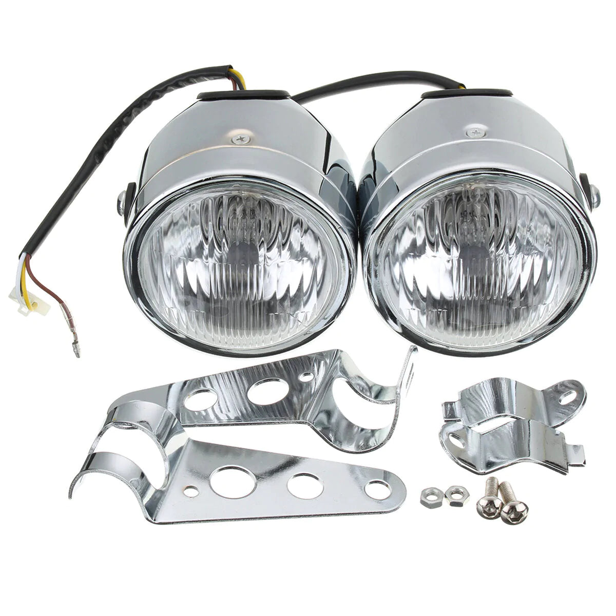 12V H4 35W Dual Twin Motorcycle Headlight Dominator Tracker Streetfighter Headlamp with Bracket