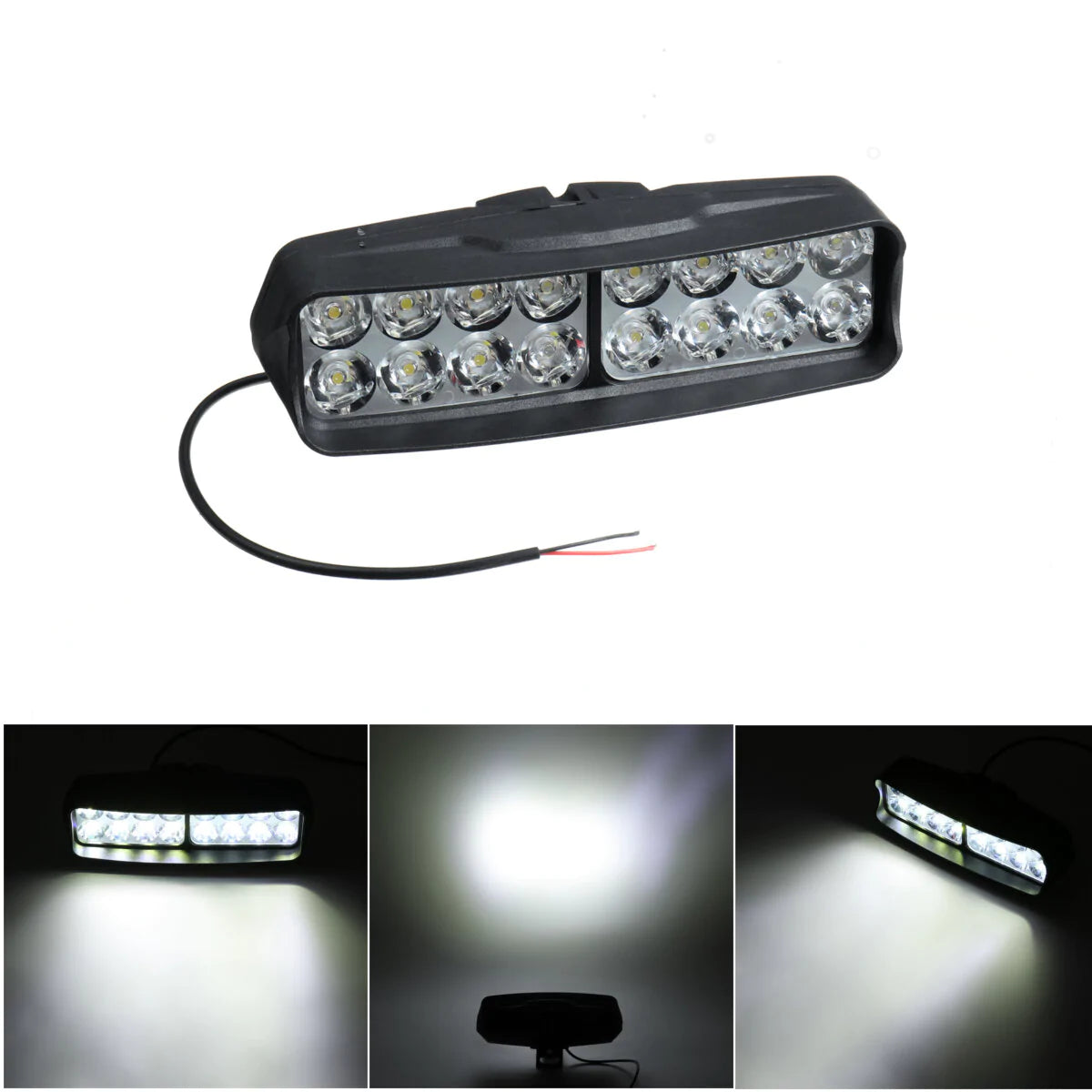 12V 16 LED Shark Shape Motorcycle Front Headlights Spotlight Driving Work Light