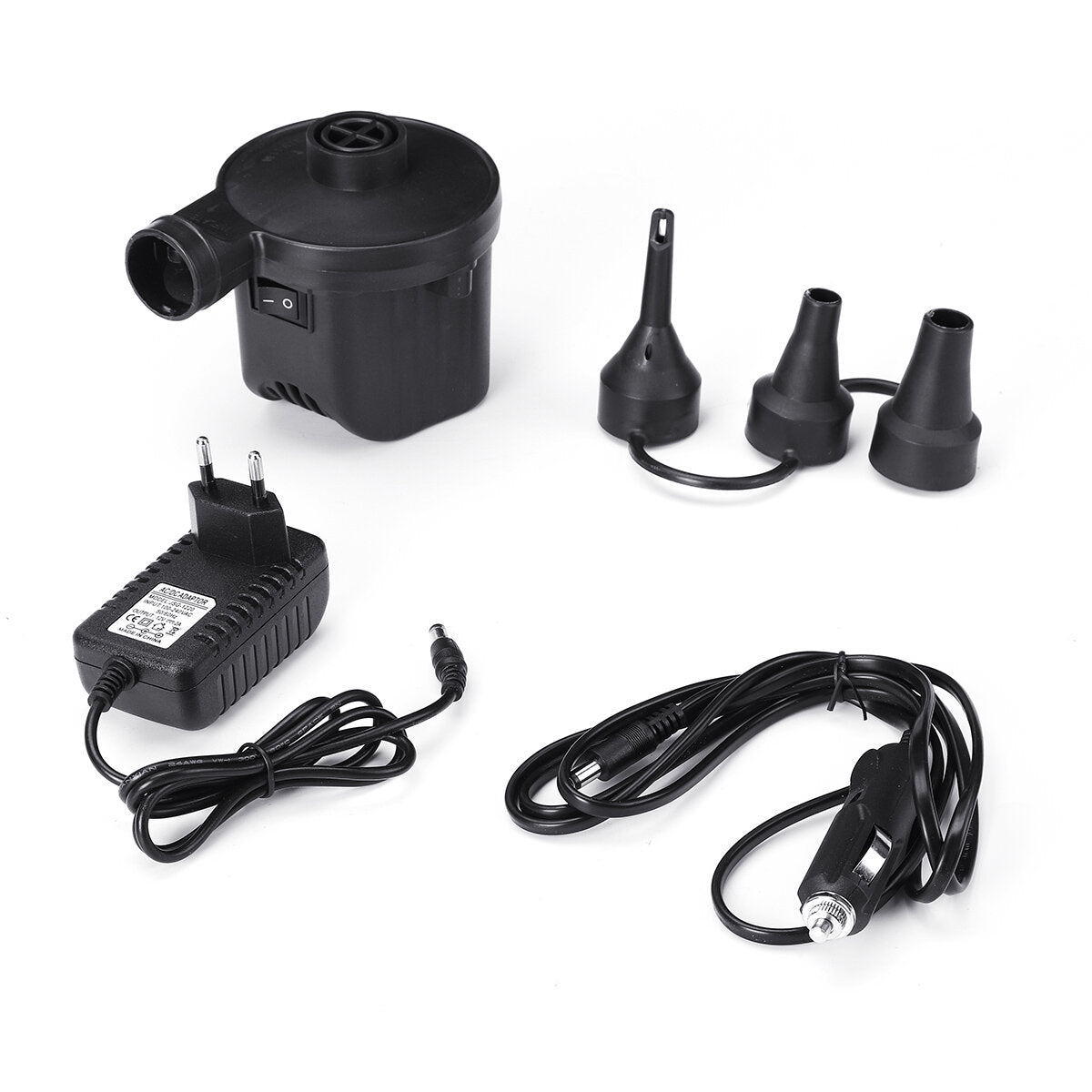 12V DC Electric Air Pump for Air Mattress, Inflatable Couch, Pool Floats, Bed, Boat, and Toys - Inflator/Deflator