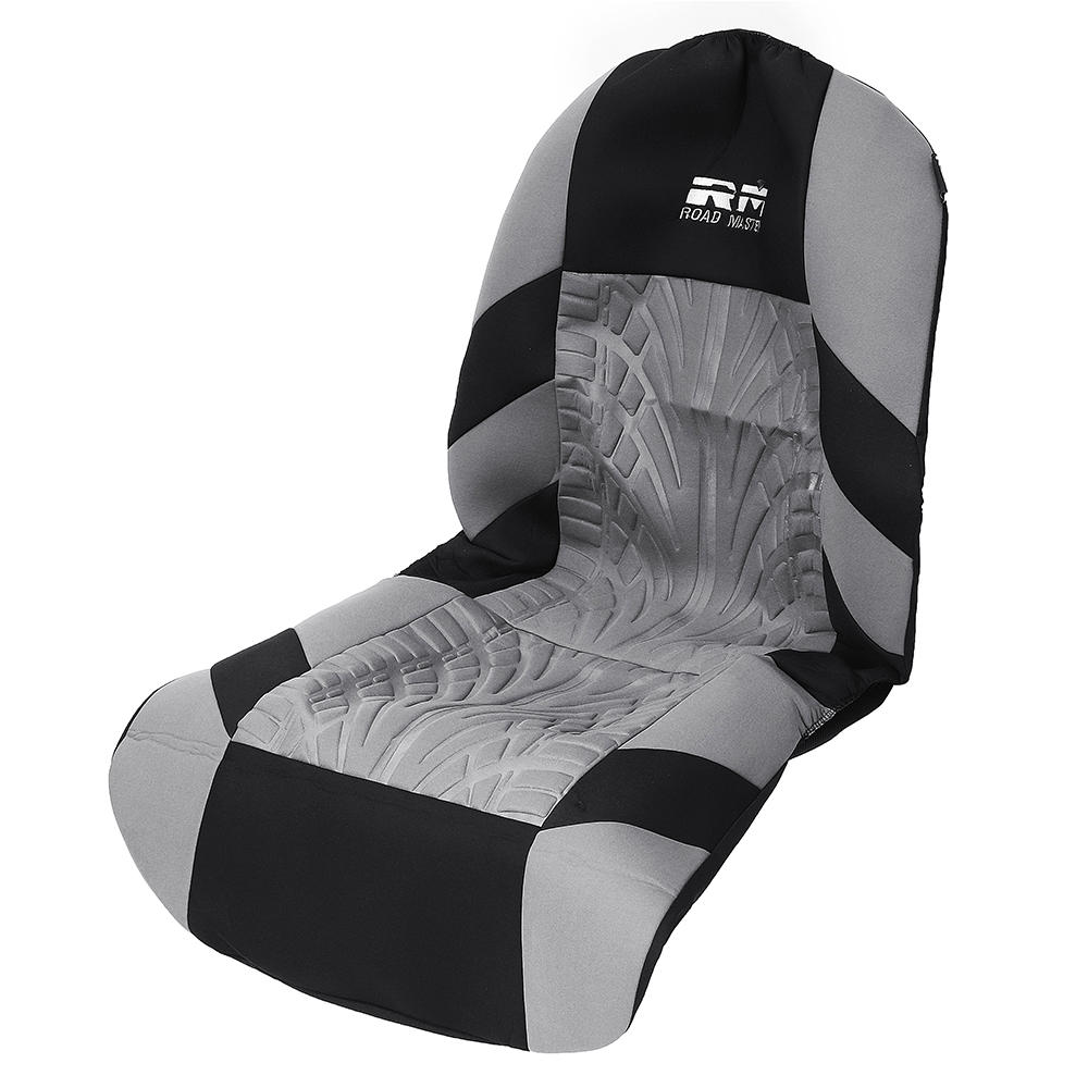 Universal Double Seat Fabric Car Front Seat Cover Cushion Protector - Full Surround, Black and Grey