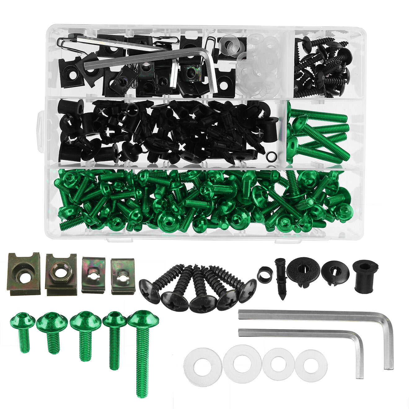 251pcs Motorcycle Sportbike Fairing Bolt Kit - Body Fasteners, Clips, Screws Set