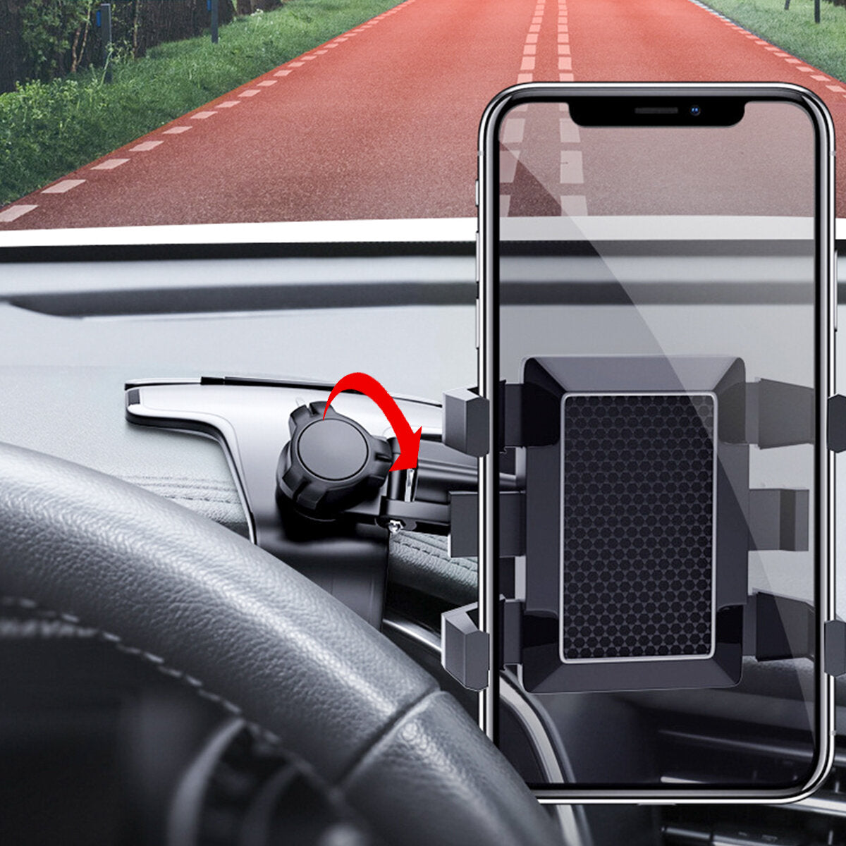 360 Degree Rotation Car Mobile Phone Holder for Sun Visor and Dashboard