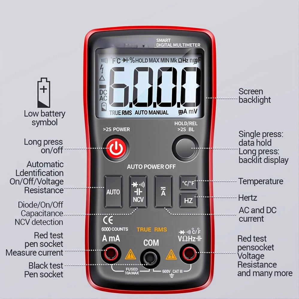 LCD Handheld Digital Multimeter - Accurate and Portable Measurement Tool