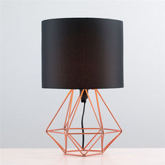 Modern Geometric Bedside Table Lamp with Shade - Hollowed Out Design for Bedroom