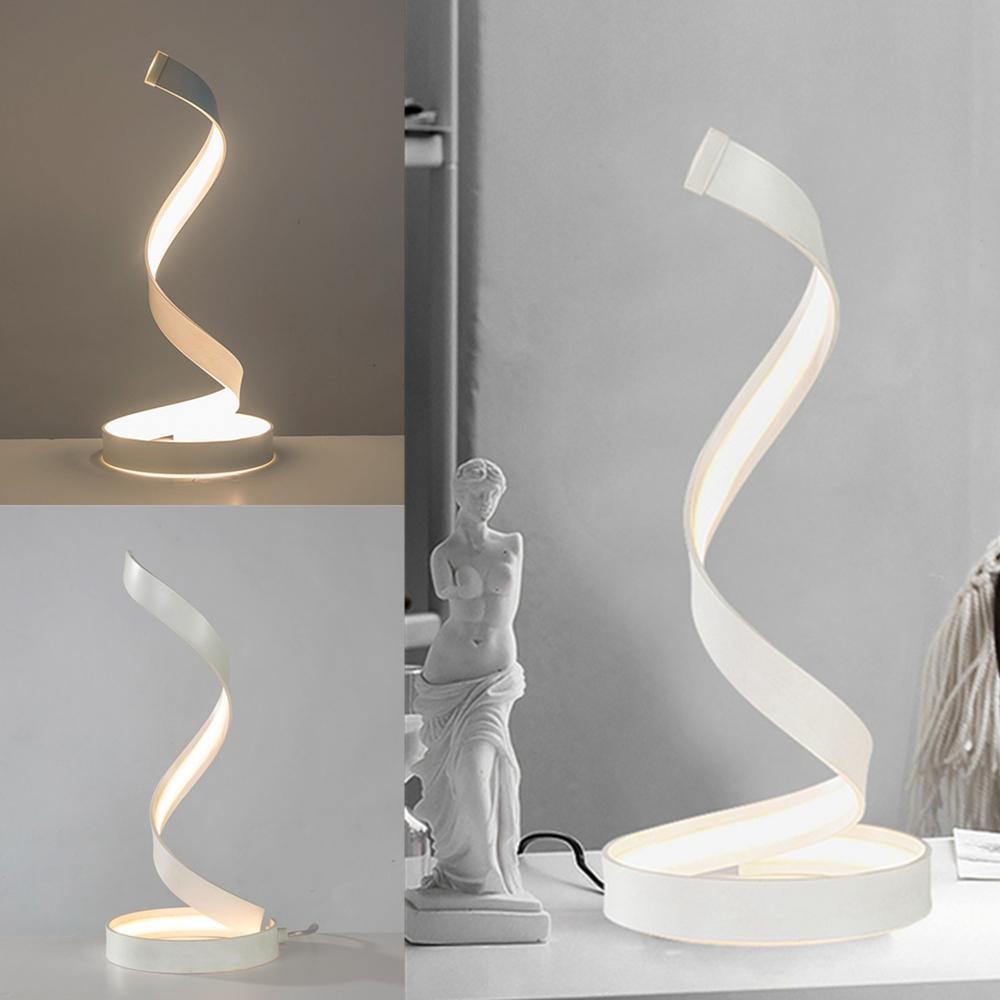 Modern LED Spiral Table Lamp - Creative Curved Design, Warm White Light for Bedside