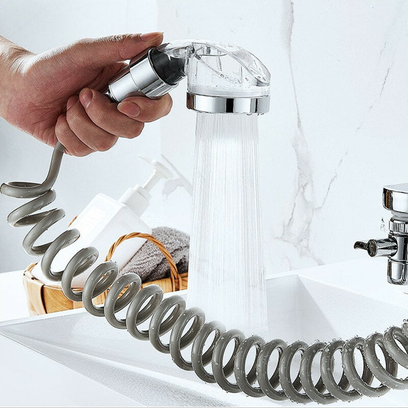 Bathroom Wash Basin Faucet Set with External Shower Head, Toilet Hold Filter, and Flexible Hair Washing Rinser Extension