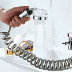 Bathroom Wash Basin Faucet Set with External Shower Head, Toilet Hold Filter, and Flexible Hair Washing Rinser Extension