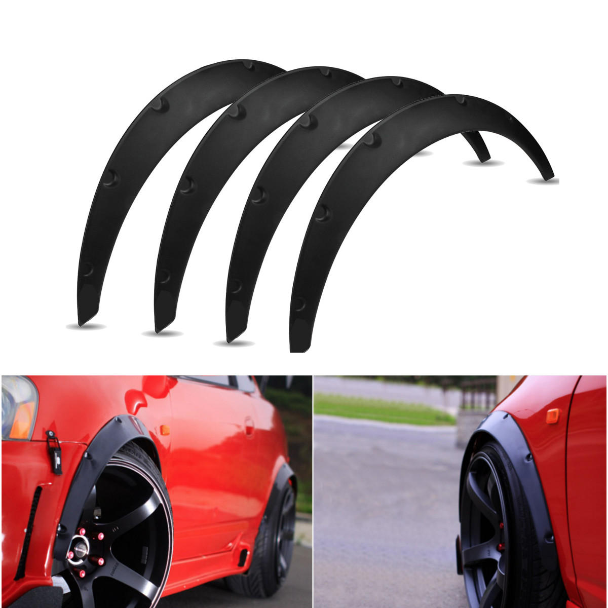 4Pcs 2" Universal Flexible Car Wheel Fender Flares - Extra Wide 50mm Body Wheel Arches