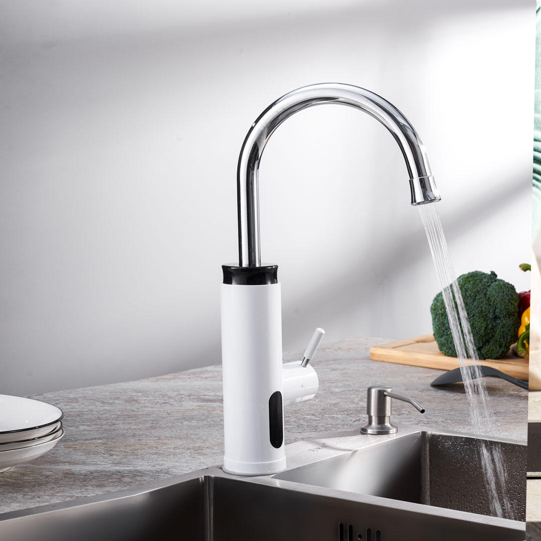 3000W/3400W Kitchen Sink Faucet Instant Water Heater, 360 Degree Rotation, Hot/Cold Mixer Tap, Single Handle